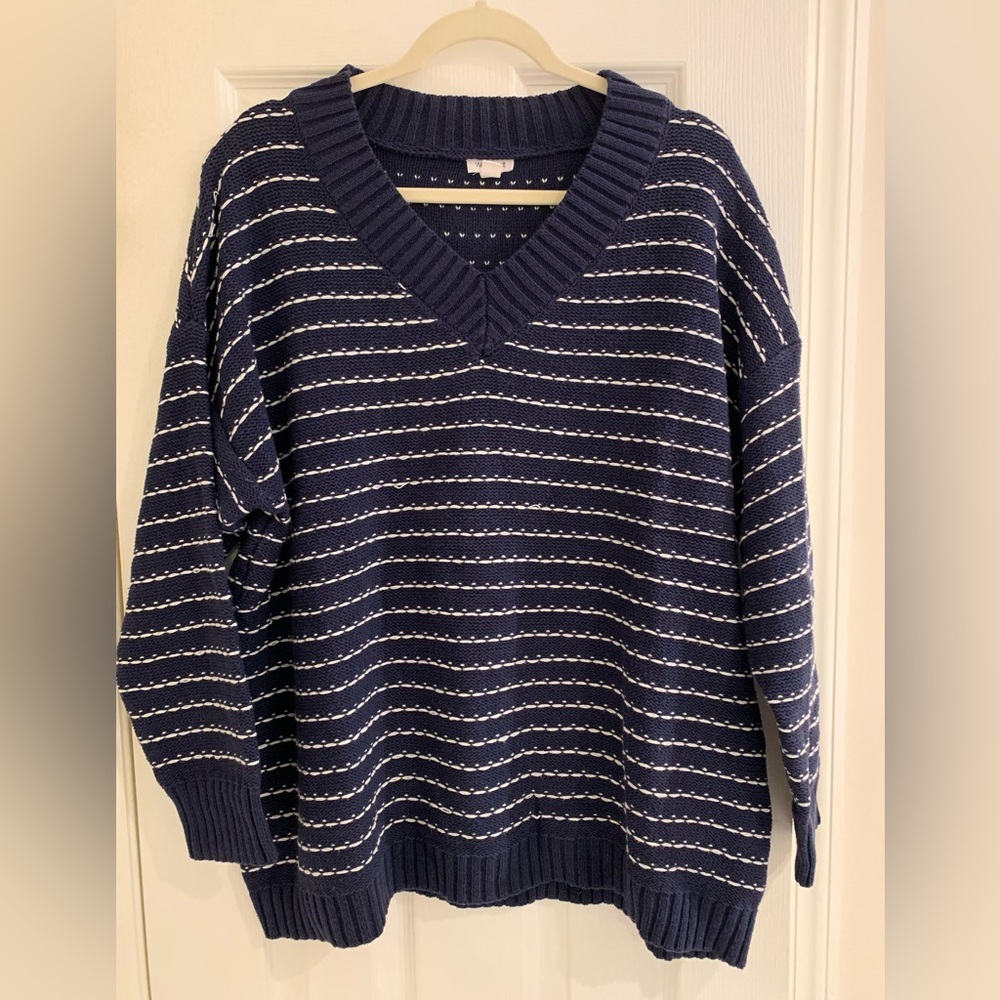 Chunky Navy Striped Sweater